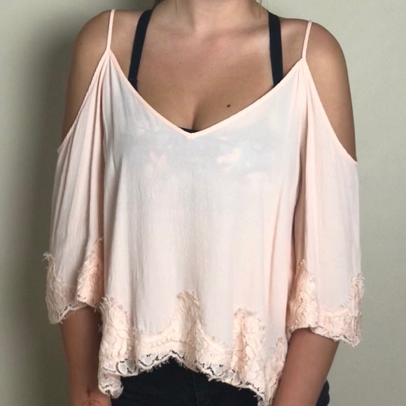 ASTR rose gold cold shoulder open back blouse - Picture 2 of 5